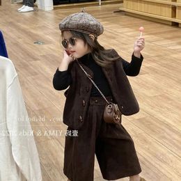 Clothing Sets 2PCS Set Spring Autumn Boys Girls Casual Suit Corduroy Vest Loose Pant Kid Children Baby Toddler Party Retro Clothes