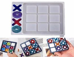 Craft Tools Tictactoe Ox Chess Game Epoxy Resin Mould X O Board Silicone Diy Jewellery Small Pendant Mirror Handmade3143968