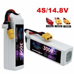 1/3PCS 4S LiPo Battery 14.8V 3000mAh with Deans Plug XT60 XT30 Connector For RC Car Helicopter Drone Boat Airplane 45C Battery