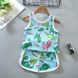 Clothing Sets Boys' And Girls' Vest Shirt Shorts Two-piece Suits Summer Thin Mesh Breathable Elastic Casual Home Sleeveless Tops