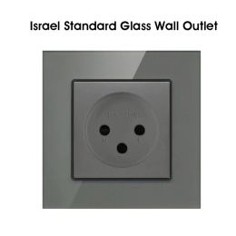 IL Israel Standard Wall Outlet Electricity Power Socket Switch Crystal Glass Panel 16A 250V Plug 3pins For Israel Home