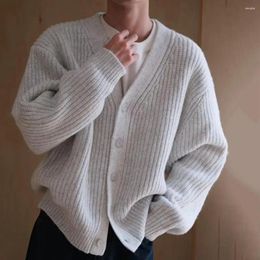 Men's Sweaters Winter Fall Men Cardigan Sweater Thick Single-breasted V Neck Buttons Knitted Coat Solid Color Elastic Casual