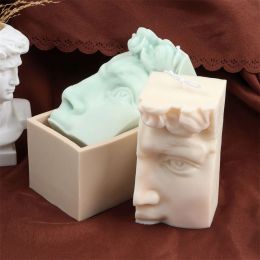 David Half Face Silicone Candle Mould Art Plaster Resin Chocolate Ice Cube Soap Baking Human Mould Candle Making Kit Home Decor