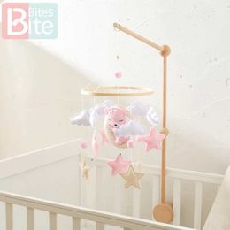 Mobiles# Baby Mobile for Crib Decor Wooden Rattle Toys for Baby Nursery Mobiles Pink Bear Felt Cartoon Bed Bell Crib Mobile Arm Baby Toys Q240525