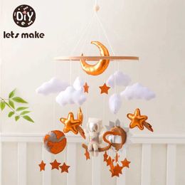 Mobiles# Baby Rattle Toy 0-12 Months Wooden Mobile On The Bed Newborn Music Box Bed Bell Astronaut Hanging Toy Holder Bracket Infant Crib Q240525