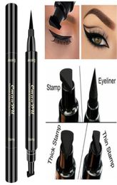 Double Head Stamp Wing Eyeliner Pen Black Liquid Eye Liner Pens Waterproof Natural Easy to Wear CmaaDu Makeup Pencils6789502