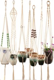 Hanging Baskets Macrame Handmade Cotton Rope Pot Holder Plant Hanger Flower For Indoor Outdoor Boho Home Decoration Countyard Gard6156995
