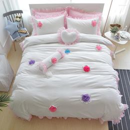 Bedding Sets Princess Style Set Soft Fleece Fabric Cover Bed Skirt Duvet Comforter Winter 4/6pcs