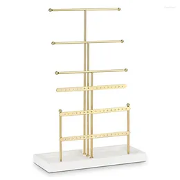 Jewellery Pouches 2X Organiser Tabletop Holder 6Tier Tree Display Stand With Tray For Earring Necklace Gold
