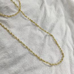 36cm 61cm 2mm Brass Yellow Gold Color Water Wave Chain Choker Short Necklace For Women Girls Twiste Singapore Chain Jewelry Sale