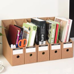 5pcs Magazine Files Kraft Paper File Holder Cardboard Standing Magazine Storage Rack Books Documents Drawer Office Organisation