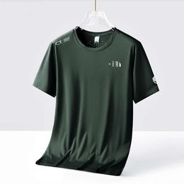 Designer Luxury Chaopai Classic Spring and summer ice silk sports T-shirt short sleeve couple breathable elastic round neck sweat absorption quick drying T-shirt