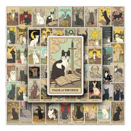 Retro Vintage Cat Tarot Stickers For Stationery Ipad Laptop Scrapbook Sticker Aesthetic Scrapbooking Material Craft Supplies