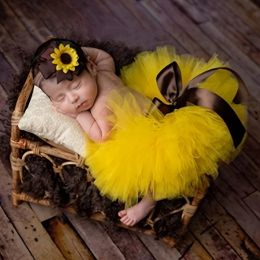 Newborn Photography Clothing Headband+Skirt 2Pcs/set Studio Baby Girl Photo Props Accessories Newborn Infant Shoot Clothes