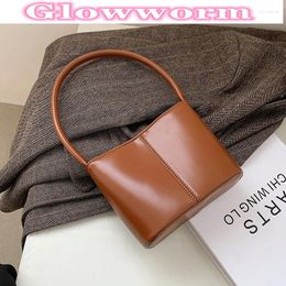 Shoulder Bags Vintage Mini PU Leather Tote For Women 2024 Winter Trend Handbag Lady Trending Travel Bucket Purses