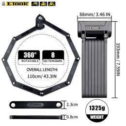 Etook Bicycle Folding Lock Lengthen Anti Theft Heavy Duty Strong Foldable Lock For E Bike Scooter Motorcycle Patented Bracket