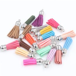 (10pcs/lot) 55mm 38mm Mix Colours Length Suede Tassel For Keychain Cellphone Straps Purses Backpacks Jewellery Charms