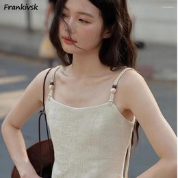 Women's Tanks Solid Colors Slim Women Camisole Designed Hipster Holiday Beach Summer Shopper College Thailand Basic Breathable Retro