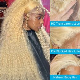 Cosdelu 613 Honey Blonde Colour 13x4 Deep Wave Transparent Lace Frontal Wigs Brazilian Remy 13x6 Curly Human Hair Wigs For Women