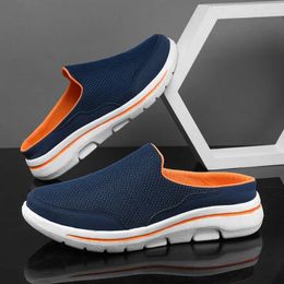 Casual Shoes 2024 Men Mules Mesh Breathable Flat Slippers Summer Couple Large Size Loafers Fashion Street