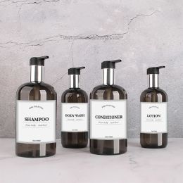 Shower Soap Dispenser Bottle Shampoo Conditioner Body Wash Dispenser Set Hand Dish Soap Bottles for Kitchen Waterproof Labels