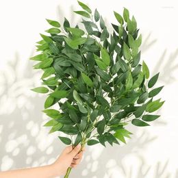 Decorative Flowers 1Pcs Artificial Willow Leaf Plant Bouquet Home Room Decor Fake Indoor Bedroom Garden Wedding Decoration DIY Vase