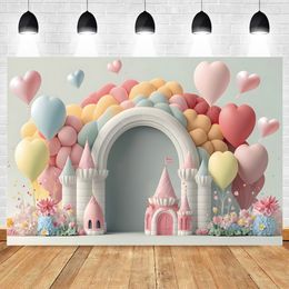 AI Scene Colourful Arch Balloons Backdrop for Photography Newborn 1st Birthday Party Decor Baby Shower Background Photo Studio