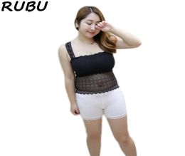 Women Lace Camisole Fat MM Girl Antilight Cropped Long Tank Top Black White Tube Tops Plus Sleeveless Vest Size XXXL 8AJQ2053998659