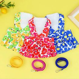 Dog Apparel Pet Princess Skirt Spring Summer Cute Flower Dress Puppy Harness Small Fashion Vest Cat Sweet Clothes Yorkie Maltese Poodle