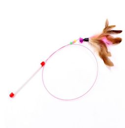 120pcs New Design Cat Toy Gift Funny Cat Kitten Pet Teaser Feather Wire Chaser Pet Toy Wand Beads Play SN42625751263