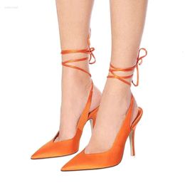 Sandals High Summer Heel Brand Designer Zapatos Mujer Pointed Around the Strap Ladies Walking Sexy Shallow Mout db5