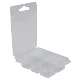 Decorative Plates 100 Packs Wax Melt Clamshells Molds Square 6 Cavity Clear Plastic Cube Tray For Candle-Making & Soap