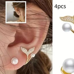 Stud Earrings 4 Pieces Of Elegant High-end Minimalist And Luxurious Flower Bow Faux Pearl WOMEN'S Fashionable Earring Set Vacation