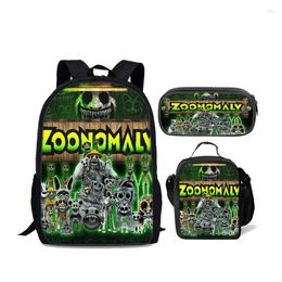 Backpack Harajuku Novelty Zoonomaly 3D Print 3pcs/Set Student School Bags Laptop Daypack Lunch Bag Pencil Case