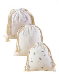Storage Bags 3 PCS Cotton Muslin Stroller Hanging Pocket Baby Towel Diaper Pouch Bag Drawstring In Small And Medium Size