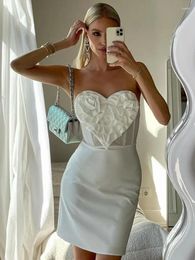Casual Dresses Women Celebrity Sexy Summer Strapless Backless White A Line Mini Gowns Dress 2024 Elegant Evening Party Club Vestido