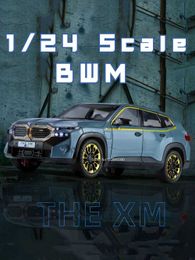 Diecast Model Cars 1/24 XM SUV toy car model alloy die cast pull back with sound and light step scale model car toy T240524