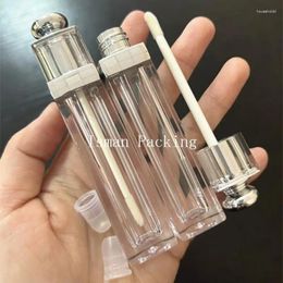 Storage Bottles 50Pcs Empty Luxury Sliver Top Liquid Lipstick Packaging Refillable Clear Lip Gloss Container Wand Tubes With Brush 8ml
