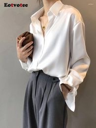 Women's Blouses Eotvotee Satin Blouse Women Long Sleeve Fashion Turn Down Collar Button Up Shirt Female Elegant Ladies Tops Office Lady Silk