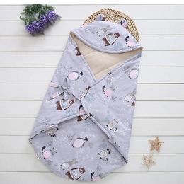 Blankets Baby Cartoon Thicken Cotton Infant Swaddle Hat Envelope Stroller Wrap Born Bedding Blanket Quilt Toddler