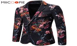 Men Rose Floral Blazers Suits Jackets High Quality Lovely Angel Mens Printed Blazer Euro Size Single Breasted Blazer Masculino7239573