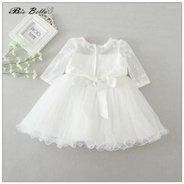 Girl Dresses Baby Girls Big Bow Princess Pageant Lace First Baptism Birthday 3-24M Toddler Outfits Long Sleeve Born Vestidos Tops