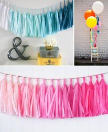 Whole 25cm 10 inch tassels Tissue Paper Flowers Garland Banner bunting flag Party Decor Craft For Wedding Decoration etc9659339