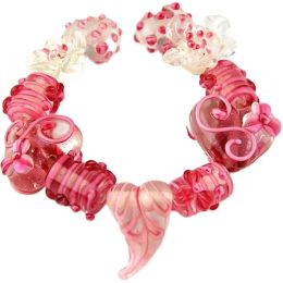 Crystal Pink Sweet Flower Pure Handmade Lampwork Glass Beads For Crafts Charm Bracelets/Earring/Necklace DIY Jewelry Making