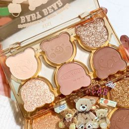 Cold Broken Diamond Eye Shadow Plate Xixi 6 Colour Working Bear Pearlescent Matte Ground Colour Eyeshadow Korean Heavy Makeup