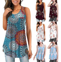 Fashion Women039s Ladies Paisley Printed tank Pleated Sleeveless Blouse Shirt Casual Flare Tunic Tank Top Womens Summer Clothes2603756