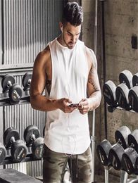 Fitness Shark Men039s Tank Top Cotton Sleeveless Sport Shirt Gym Wear Training Clothing t shirt Basketball Running Vest W2204268751710
