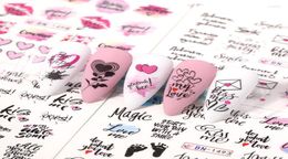 Nail Stickers 12pcs Heartbeat Manicuring Love Letter Flower Sliders For Nails Water Decals Art Decoration Transfer Sticker Tips1646350