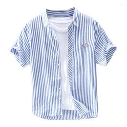 Men's Casual Shirts Men Formal Shirt Short-sleeved Summer Lapel Dress Single-breasted Mid Length Cardigan For Business