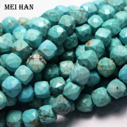 Meihan (2 strands/set) Charming Turquoise Faceted Square loose stone beads for Jewellery making design DIY bracelet